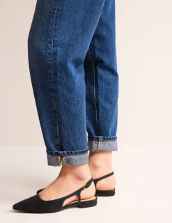 Flats-Boden Cut Out Sling Back Flats-Black suede Blacksuede