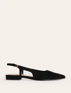 Flats-Boden Cut Out Sling Back Flats-Black suede Blacksuede