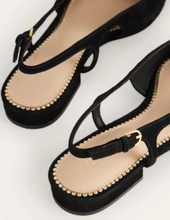 Flats-Boden Cut Out Sling Back Flats-Black suede Blacksuede