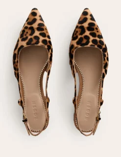 Flats-Boden Cut Out Sling Back Flats- Leopard