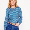 T-Shirts & Tanks | Tops & Blouses-Boden Daisy Long Sleeve Top-Gallery Blue, Camellia Stamp GalleryBlue,CamelliaStamp