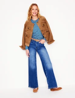 T-Shirts & Tanks | Tops & Blouses-Boden Daisy Long Sleeve Top-Gallery Blue, Camellia Stamp GalleryBlue,CamelliaStamp