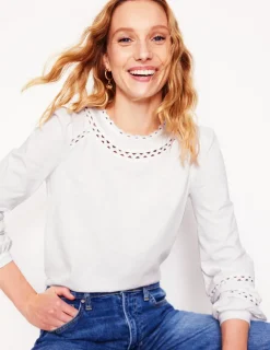 T-Shirts & Tanks | Tops & Blouses-Boden Daisy Long Sleeve Top- White