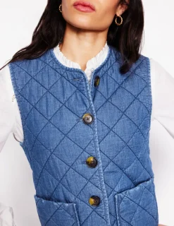 Jackets & Coats-Boden Denim Quilted Gilet-Mid Wash MidWash