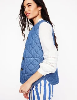 Jackets & Coats-Boden Denim Quilted Gilet-Mid Wash MidWash