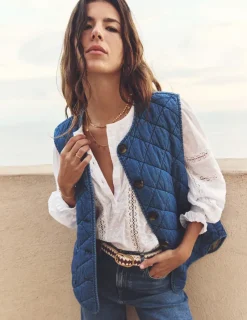 Jackets & Coats-Boden Denim Quilted Gilet-Mid Wash MidWash