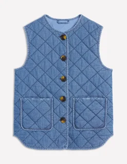Jackets & Coats-Boden Denim Quilted Gilet-Mid Wash MidWash