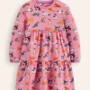Dresses-Boden Dixie Tiered Sweatshirt Dress-Formica Pink Cats FormicaPinkCats
