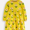 Dresses-Boden Dixie Tiered Sweatshirt Dress-Tropical Yellow Daffodil TropicalYellowDaffodil