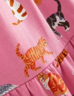Dresses-Boden Dixie Tiered Sweatshirt Dress-Formica Pink Cats FormicaPinkCats