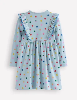 Dresses-Boden Doris Ruffle Rib Jersey Dress-Vintage Blue Confetti Heart VintageBlueConfettiHeart