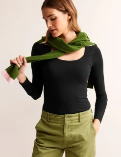 T-Shirts & Tanks | Tops & Blouses-Boden Double Layer Scoop Long Sleeve- Black