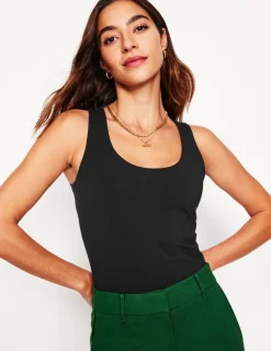Nightwear & Lougewear | T-Shirts & Tanks-Boden Double Layer Scoop Neck Vest- Black