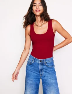 Tops & Blouses | T-Shirts & Tanks-Boden Double Layer Scoop Neck Vest-Red Liquorice RedLiquorice