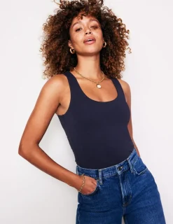 Nightwear & Lougewear | T-Shirts & Tanks-Boden Double Layer Scoop Neck Vest- Navy