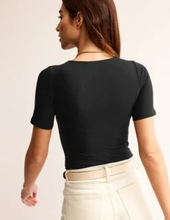 Nightwear & Lougewear | T-Shirts & Tanks-Boden Double Layer Scoop T-shirt- Black