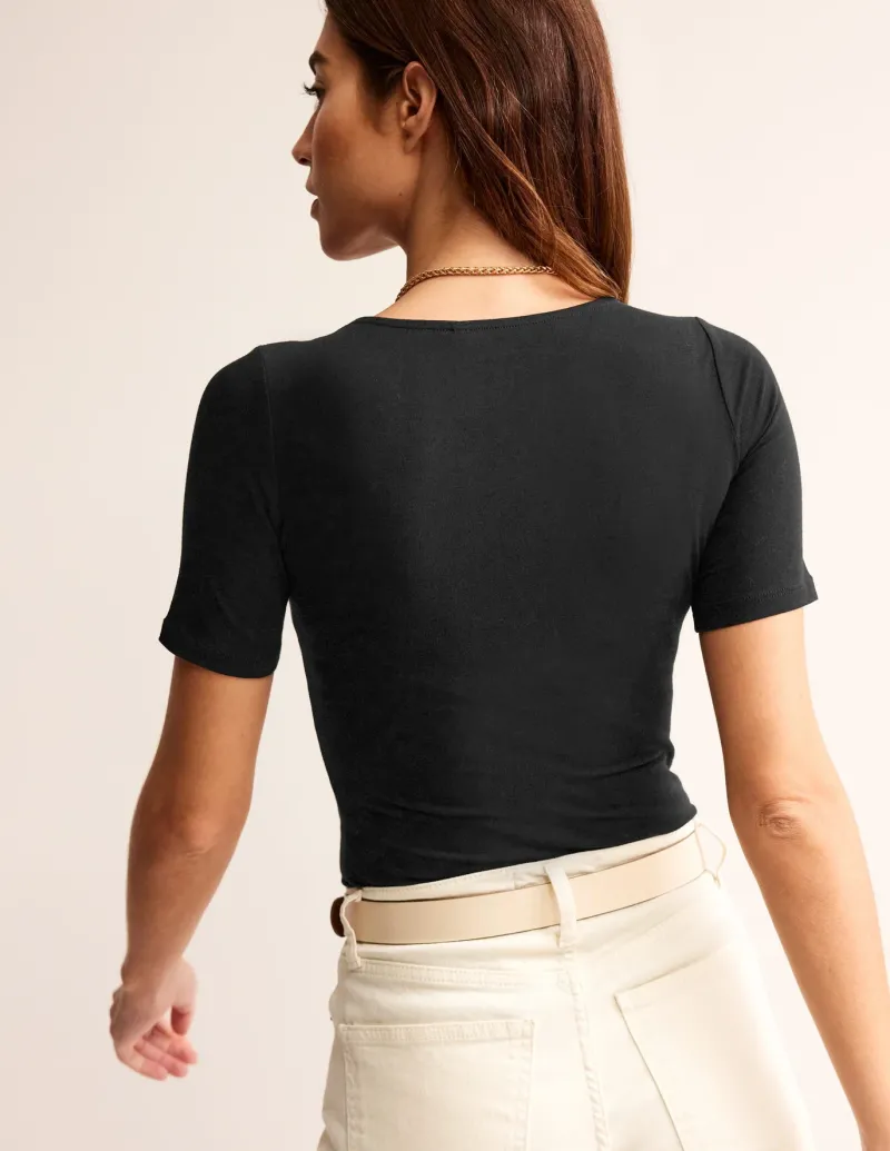 Nightwear & Lougewear | T-Shirts & Tanks-Boden Double Layer Scoop T-shirt- Black