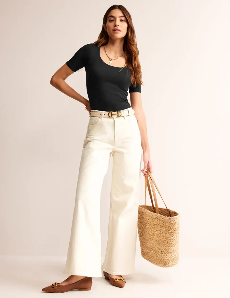 Nightwear & Lougewear | T-Shirts & Tanks-Boden Double Layer Scoop T-shirt- Black