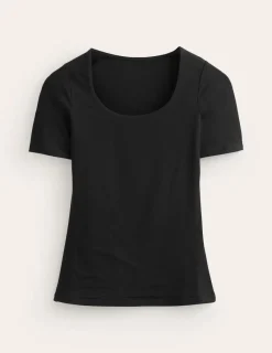 Nightwear & Lougewear | T-Shirts & Tanks-Boden Double Layer Scoop T-shirt- Black