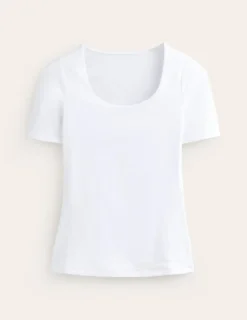 Nightwear & Lougewear | T-Shirts & Tanks-Boden Double Layer Scoop T-shirt- White