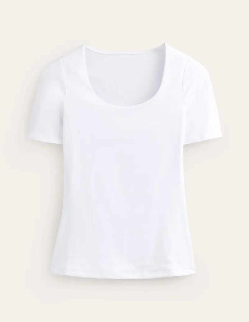 Nightwear & Lougewear | T-Shirts & Tanks-Boden Double Layer Scoop T-shirt- White