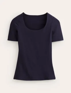 Nightwear & Lougewear | T-Shirts & Tanks-Boden Double Layer Scoop T-shirt- Navy