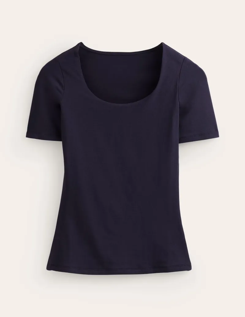 Nightwear & Lougewear | T-Shirts & Tanks-Boden Double Layer Scoop T-shirt- Navy
