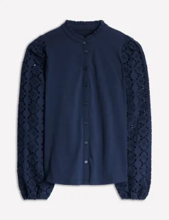 T-Shirts & Tanks | Tops & Blouses-Boden Eden Broderie Blouse- Navy