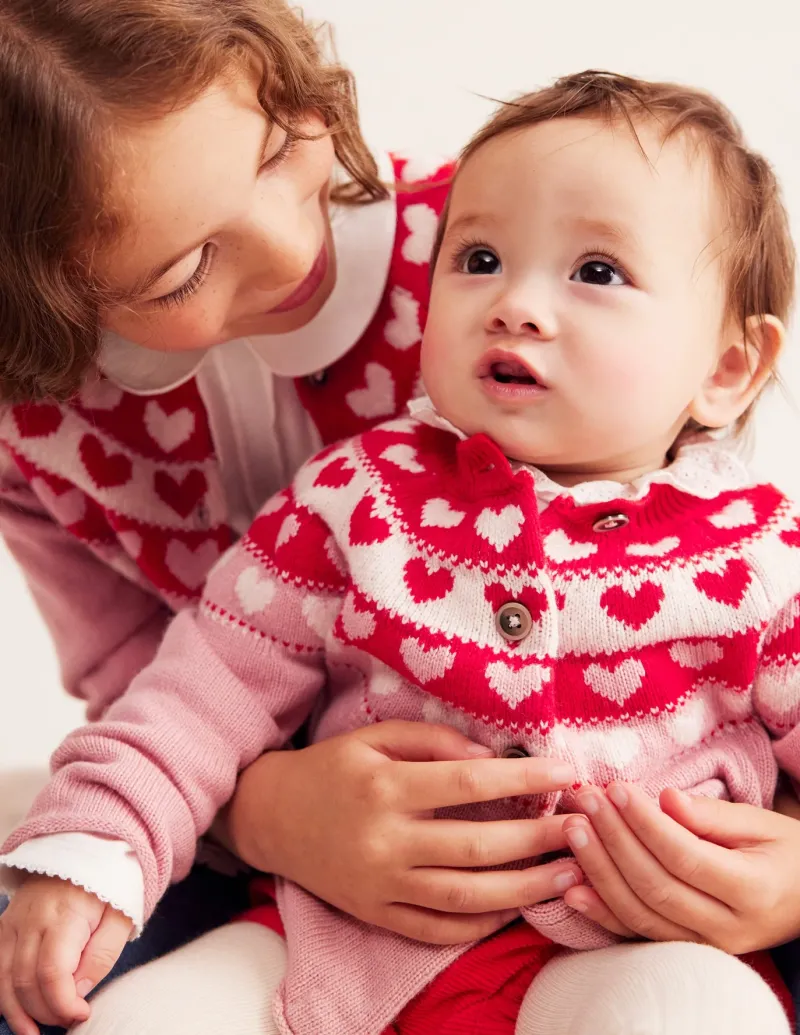 Sweaters & Cardigans-Boden Edie Fair Isle Cardigan-Almond Pink Hearts AlmondPinkHearts