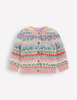 Sweaters & Cardigans-Boden Edie Fair Isle Cardigan-Bubblegum Pink Flowers BubblegumPinkFlowers