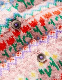 Sweaters & Cardigans-Boden Edie Fair Isle Cardigan-Bubblegum Pink Flowers BubblegumPinkFlowers