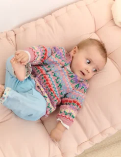 Sweaters & Cardigans-Boden Edie Fair Isle Cardigan-Bubblegum Pink Flowers BubblegumPinkFlowers
