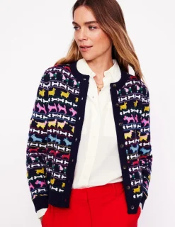 Sweaters & Cardigans-Boden Edie Fair Isle Cardigan-Navy, Dogs Navy,Dogs