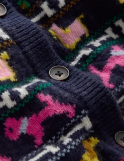 Sweaters & Cardigans-Boden Edie Fair Isle Cardigan-Navy, Dogs Navy,Dogs