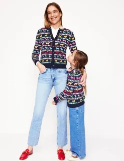 Sweaters & Cardigans-Boden Edie Fair Isle Cardigan-Navy, Dogs Navy,Dogs