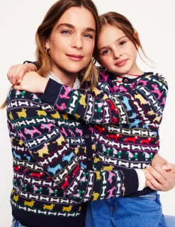 Sweaters & Cardigans-Boden Edie Fair Isle Cardigan-Navy, Dogs Navy,Dogs