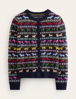 Sweaters & Cardigans-Boden Edie Fair Isle Cardigan-Navy, Dogs Navy,Dogs