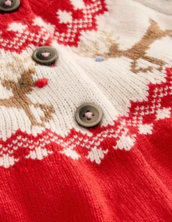 Sweaters & Cardigans-Boden Edie Fair Isle Cardigan-Poppy red Reindeer PoppyredReindeer