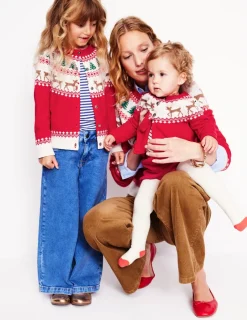 Sweaters & Cardigans-Boden Edie Fair Isle Cardigan-Poppy red Reindeer PoppyredReindeer