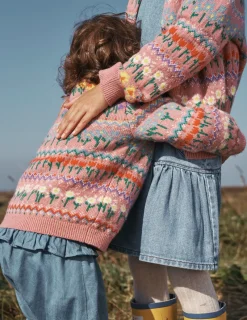 Sweaters & Cardigans-Boden Edie Fair Isle Cardigan-Sea Pink Flowers SeaPinkFlowers