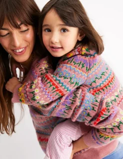 Sweaters & Cardigans-Boden Edie Fair Isle Cardigan-Sea Pink Flowers SeaPinkFlowers