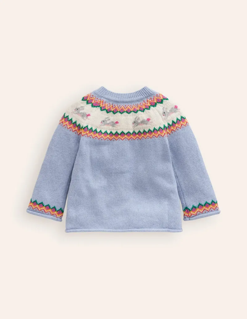 Sweaters & Cardigans-Boden Edie Fair Isle Cardigan-Sky Blue Bunnies SkyBlueBunnies
