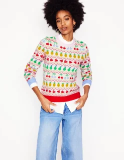 Sweaters & Cardigans-Boden Edie Fair Isle Sweater-Ecru Marl, Fruit EcruMarl,Fruit