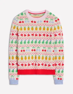 Sweaters & Cardigans-Boden Edie Fair Isle Sweater-Ecru Marl, Fruit EcruMarl,Fruit