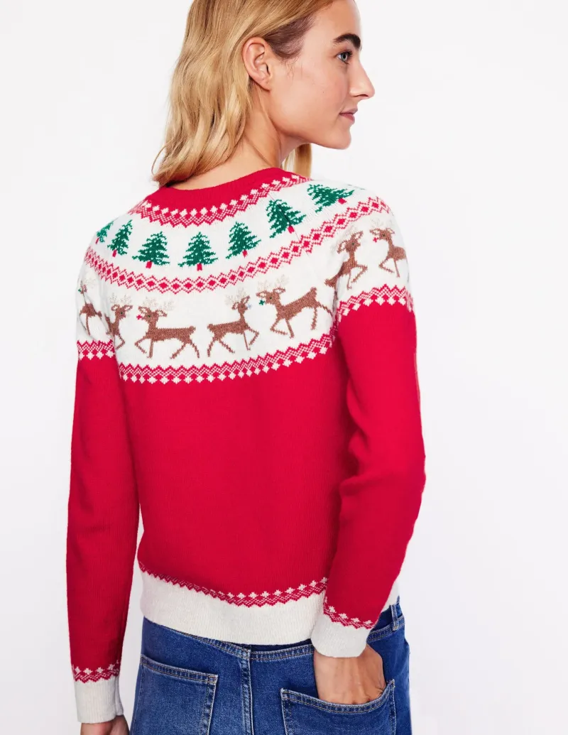 Sweaters & Cardigans-Boden Edie Fair Isle Sweater-Red, Reindeers Red,Reindeers
