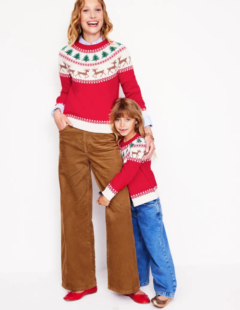 Sweaters & Cardigans-Boden Edie Fair Isle Sweater-Red, Reindeers Red,Reindeers