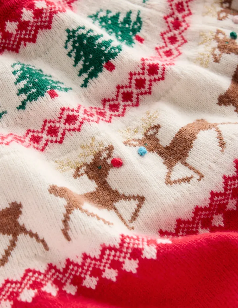 Sweaters & Cardigans-Boden Edie Fair Isle Sweater-Red, Reindeers Red,Reindeers