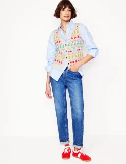 Sweaters & Cardigans-Boden Edie Fair Isle Waistcoat-Ecru Marl, Fruit EcruMarl,Fruit