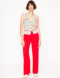 Sweaters & Cardigans-Boden Edie Fair Isle Waistcoat-Ecru Marl, Fruit EcruMarl,Fruit