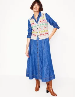 Sweaters & Cardigans-Boden Edie Fair Isle Waistcoat-Ecru Marl, Fruit EcruMarl,Fruit